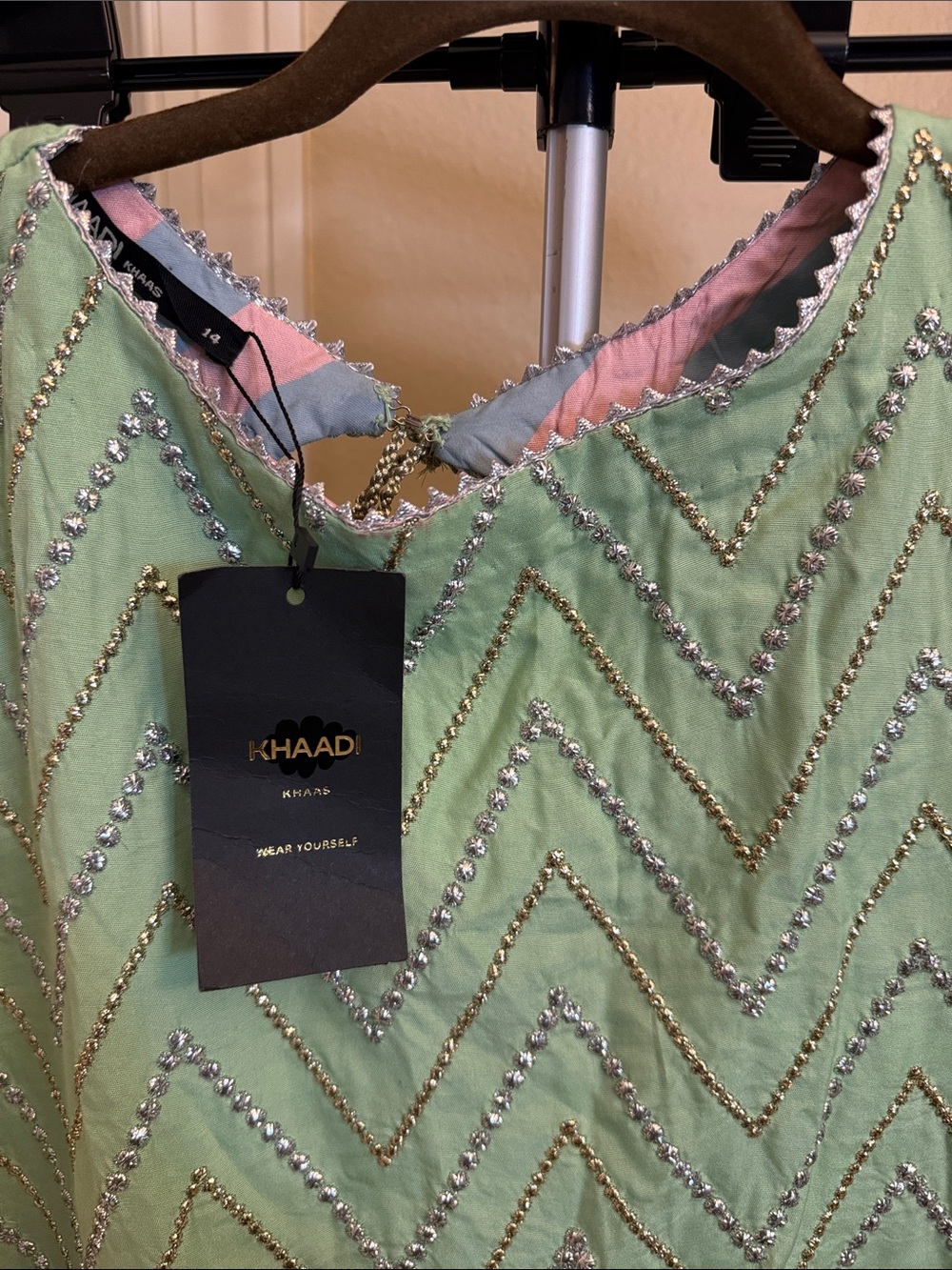 Khaadi Khaas mukaish work gorgeous pastel colors embellished dress. Size 14 - Picture 2 of 16